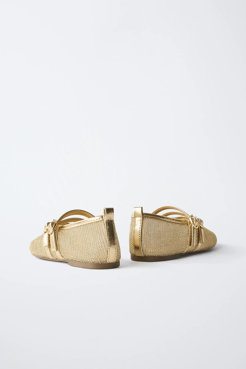 METALLIC DOUBLE STRAP BALLET FLATS