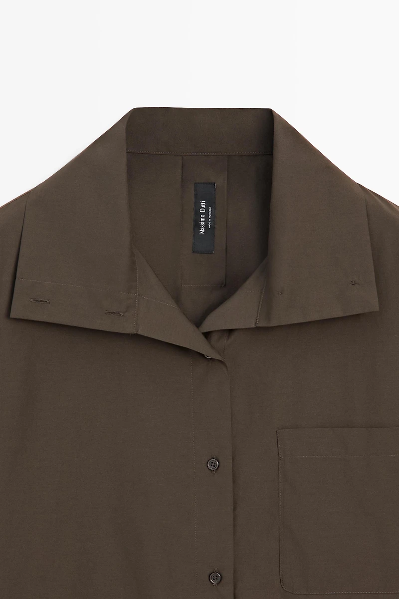 High collar overshirt with buckle detail