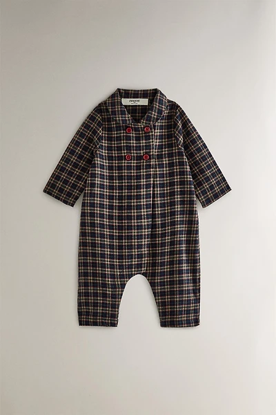 CHECK FLANNEL CHRISTMAS BABY ROMPER