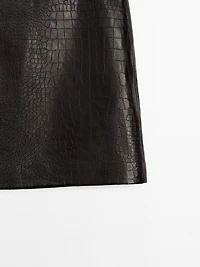 Mock croc nappa leather mini skirt