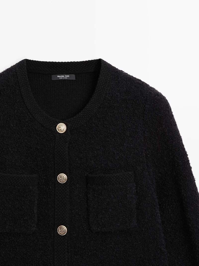 Wool blend cardigan with gold buttons