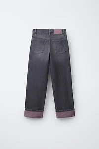 WASHED EFFECT STRAIGHT LEG JEANS
