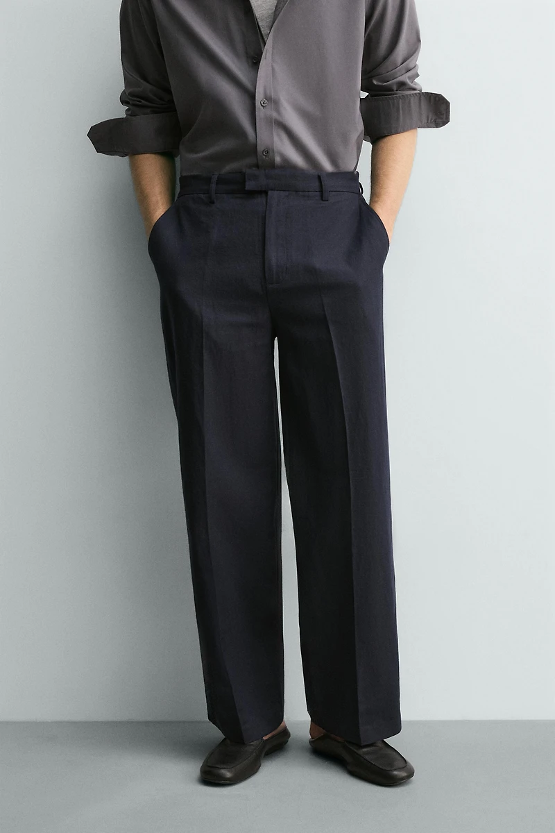 RELAXED FIT COTTON - LINEN PANTS