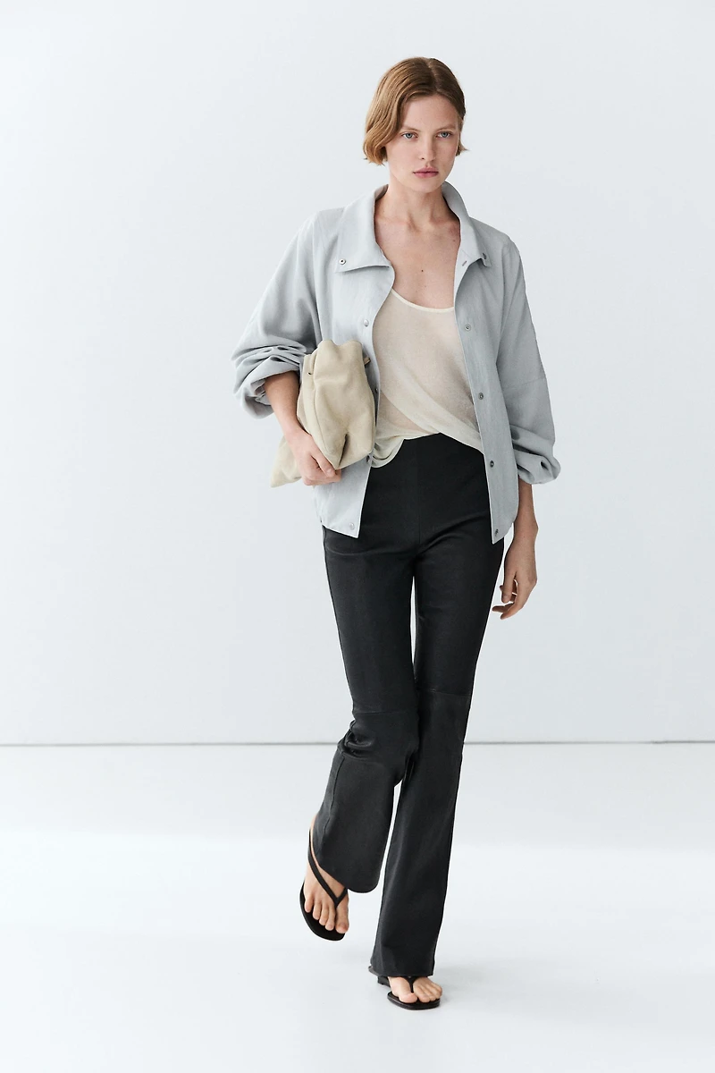 Nappa leather flare fit leggings