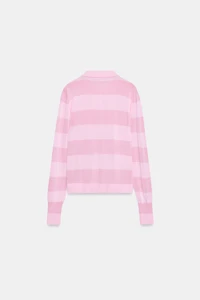 STRIPED KNIT POLO JACKET