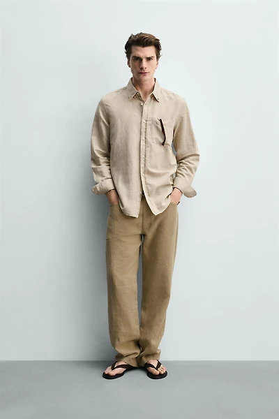 REGULAR FIT LINEN - COTTON SHIRT