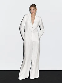 Pantalon de tailleur à pinces 100 % lin