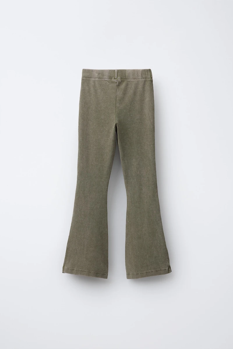 HEAVY WEIGHT T-SHIRT AND WASHED EFFECT RIB FLARE LEGGINGS SET