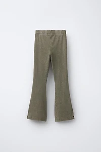 HEAVY WEIGHT T-SHIRT AND WASHED EFFECT RIB FLARE LEGGINGS SET