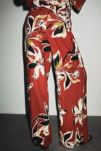 FLORAL PRINT LINEN PANTS