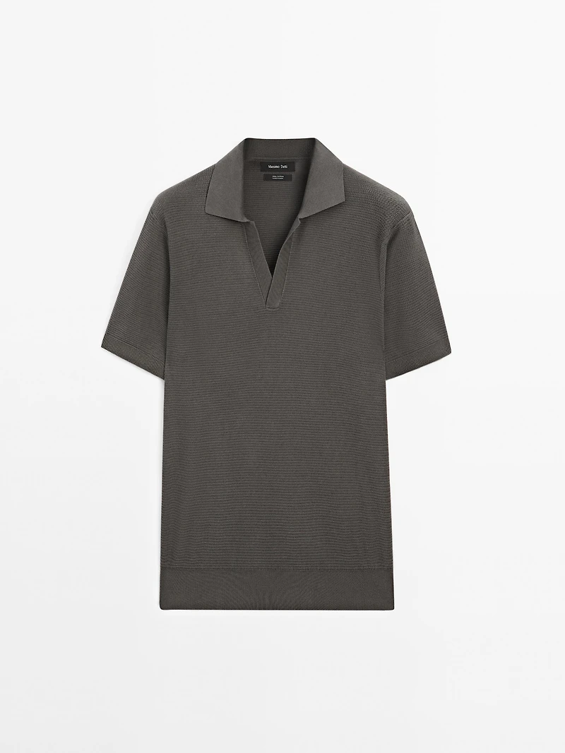 Knit V-neck polo shirt