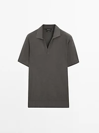 Knit V-neck polo shirt