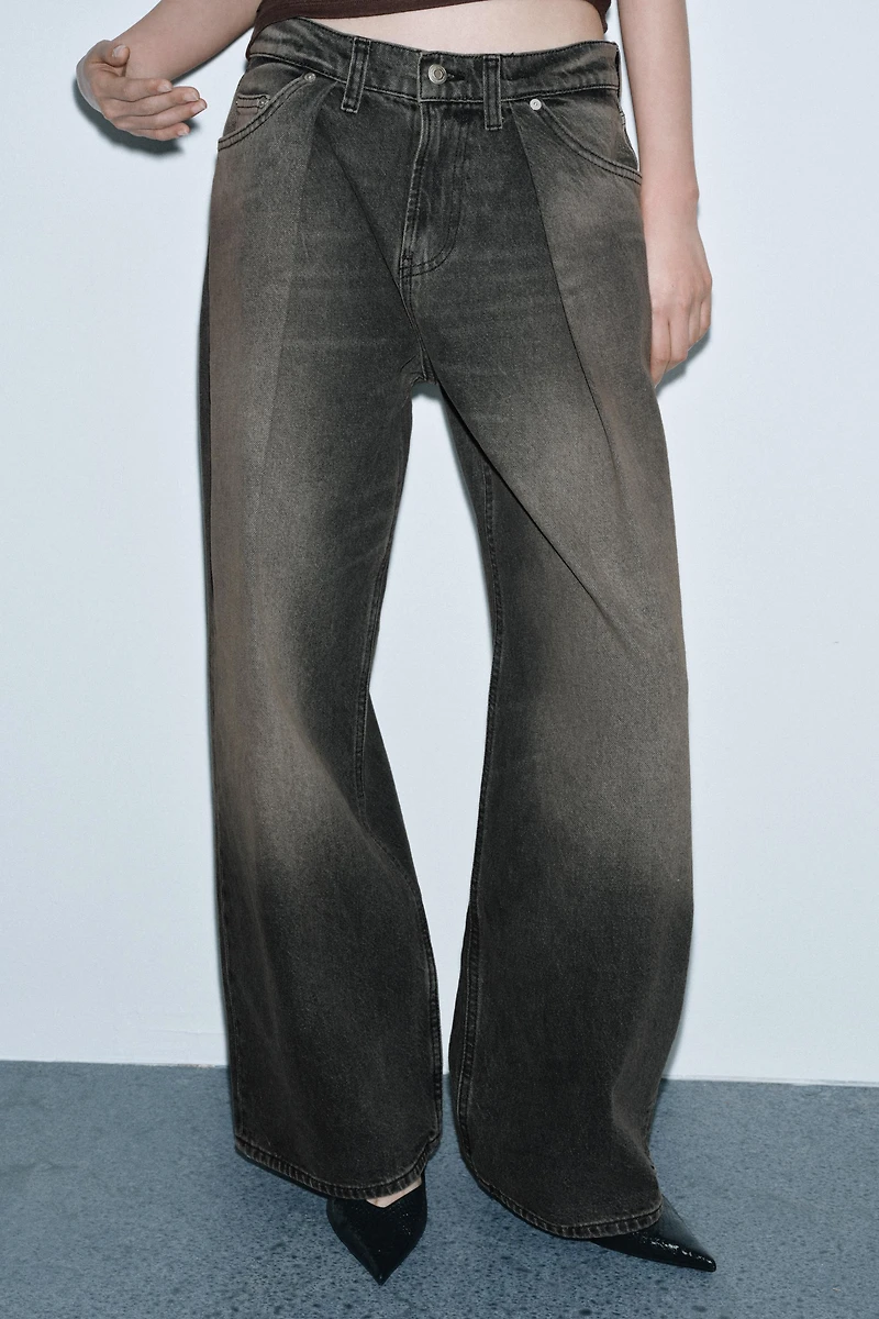 ZW COLLECTION MID-RISE WIDE LEG JEANS WITH DARTS