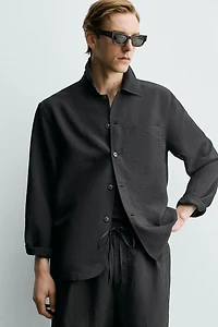 STRIPED JACQUARD FLOWY OVERSHIRT