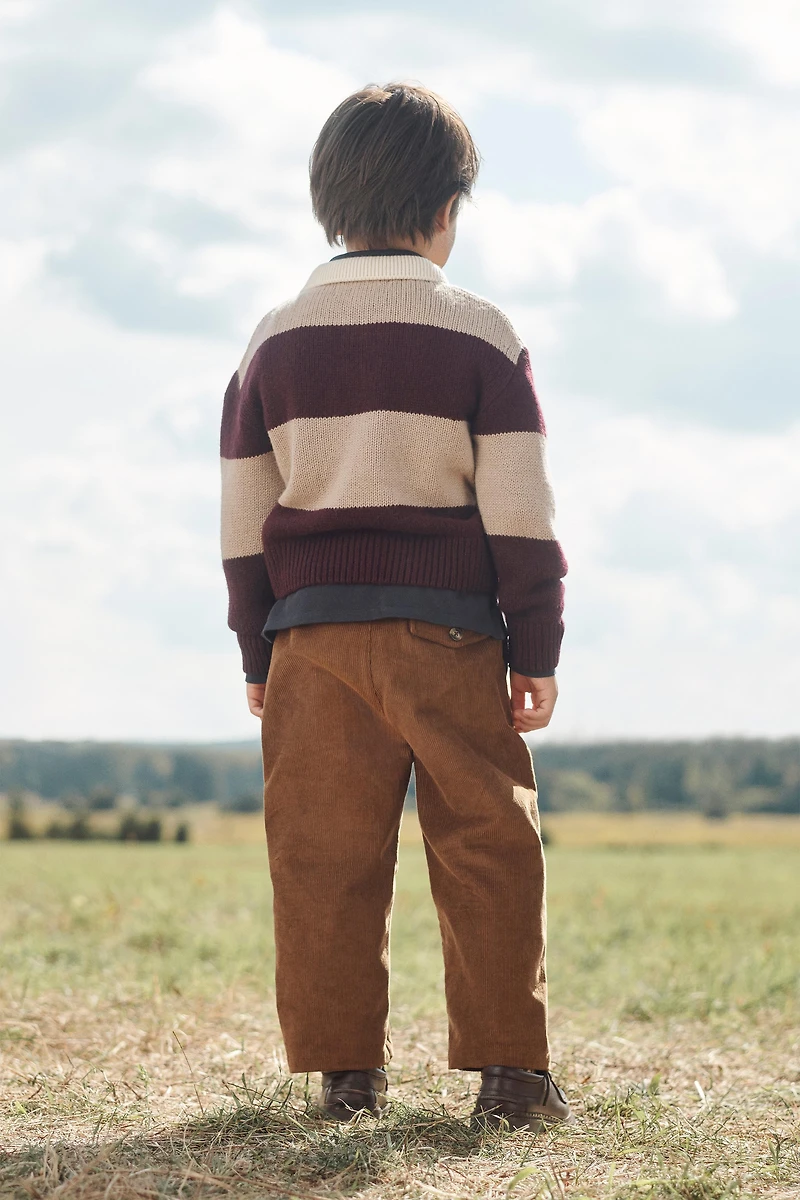 LIMITED EDITION 100% WOOL STRIPED KNIT POLO SHIRT