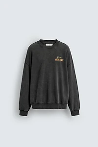 WASHED PRINTED TEXT SWEATSHIRT