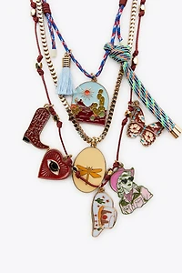 3-PACK CORD CHAIN MEDALLION NECKLACES
