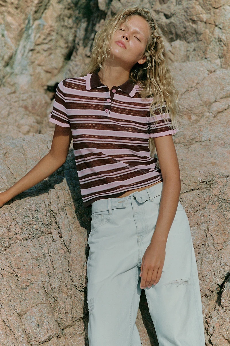 STRIPED KNIT POLO