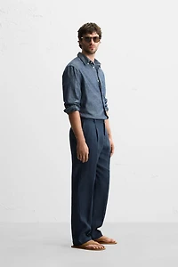 100% LINEN PLEATED PANTS