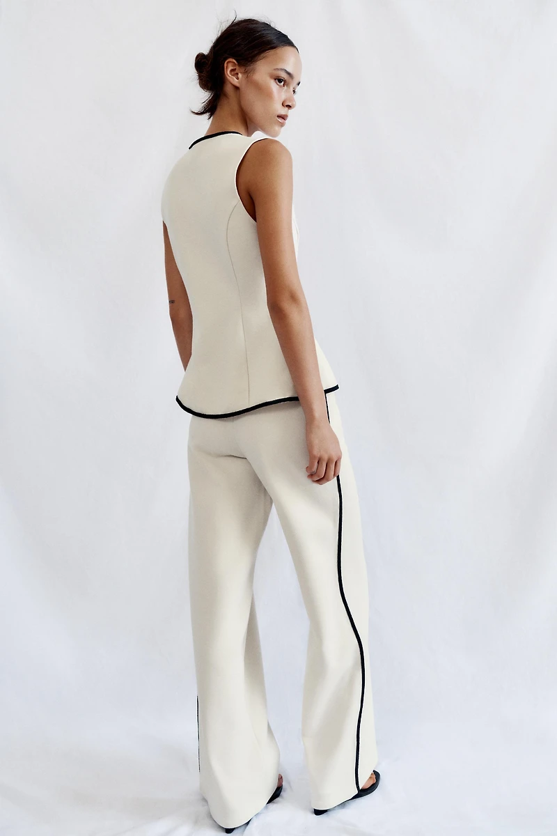 PANTALON LARGE À LISERÉS