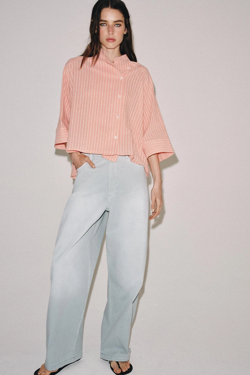 ZW COLLECTION ASYMMETRIC STRIPED SHIRT