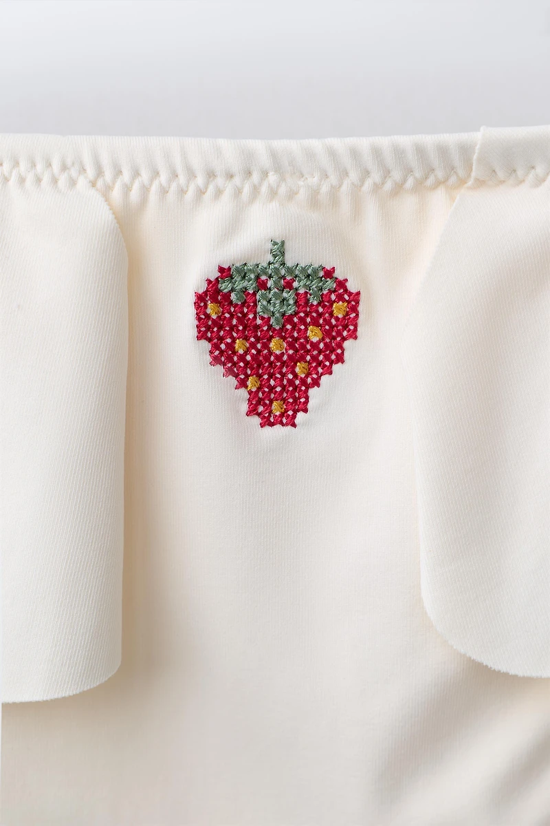 1-6 ANS/ LOT DE DEUX CULOTTES BAIN À VOLANTS ET FRAISES