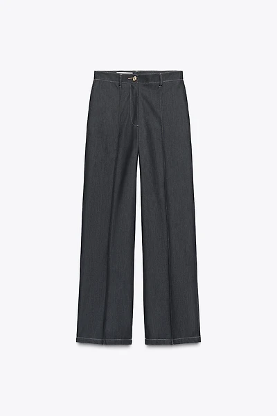 CREASED STRAIGHT LEG PANTS