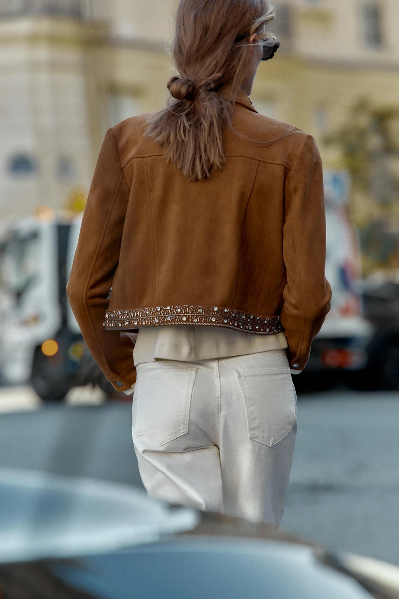 VESTE EFFET DAIM À CLOUS