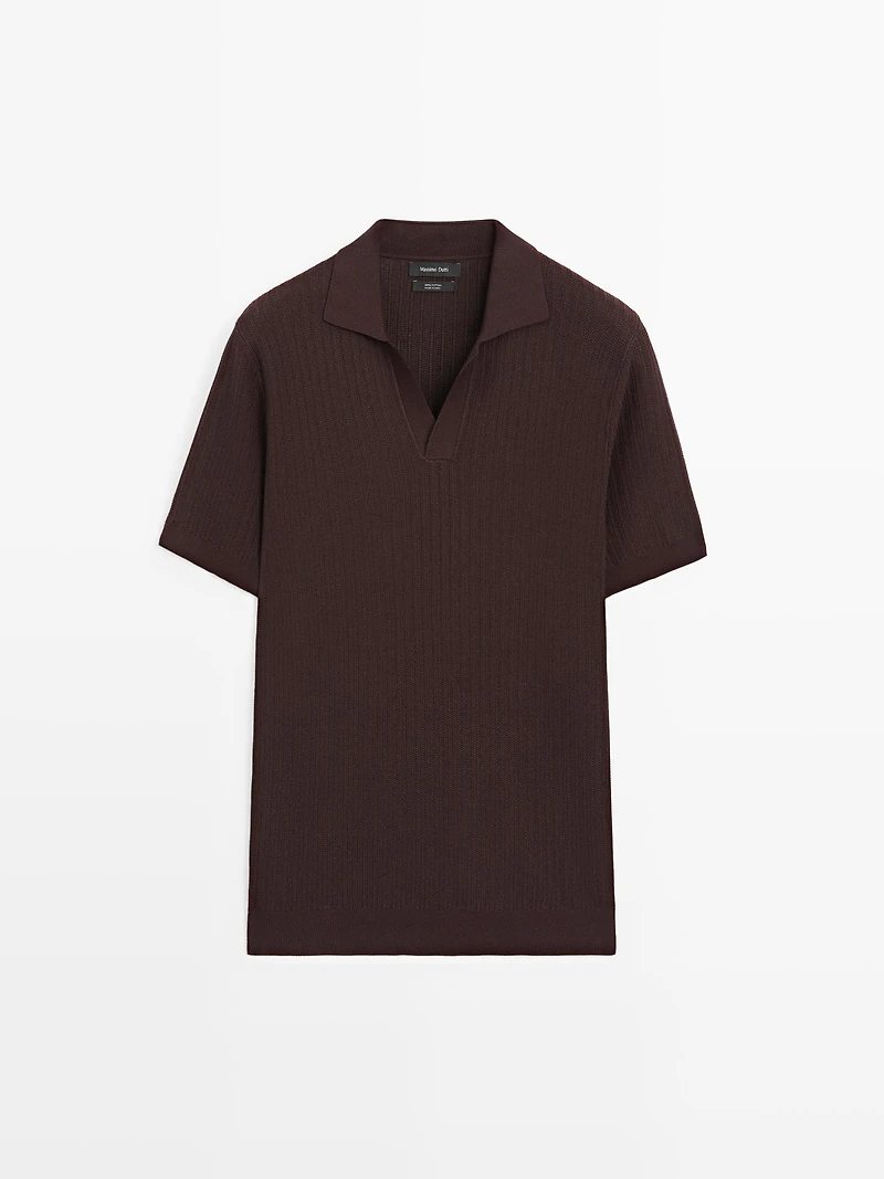 Jacquard knit polo sweater