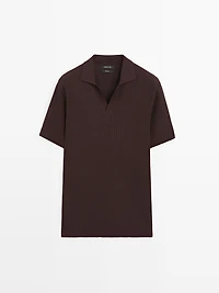 Jacquard knit polo sweater