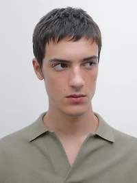 Knit V-neck polo shirt