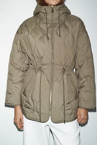 WATER REPELLENT HOODED PUFFER JACKET