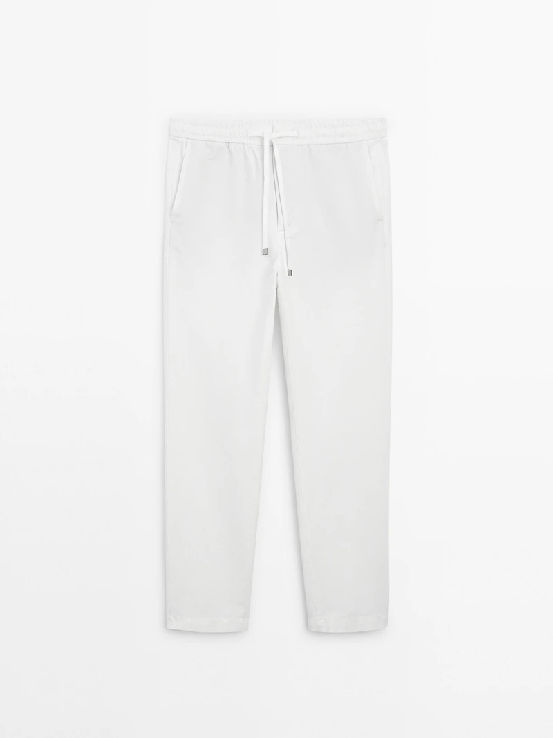 Cotton blend jogger fit trousers