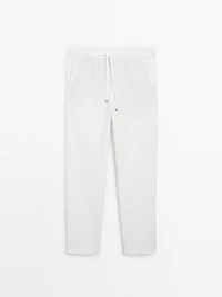Cotton blend jogger fit trousers