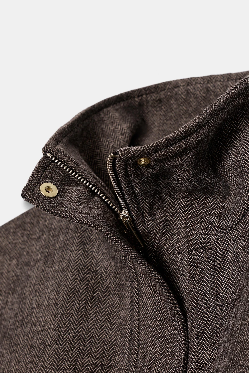 HERRINGBONE BALLOON BOMBER JACKET