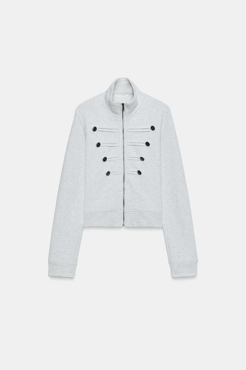 SWEAT ZIPPÉ À BOUTONS