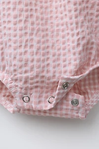 EMBROIDERED GINGHAM TEXTURED BODYSUIT