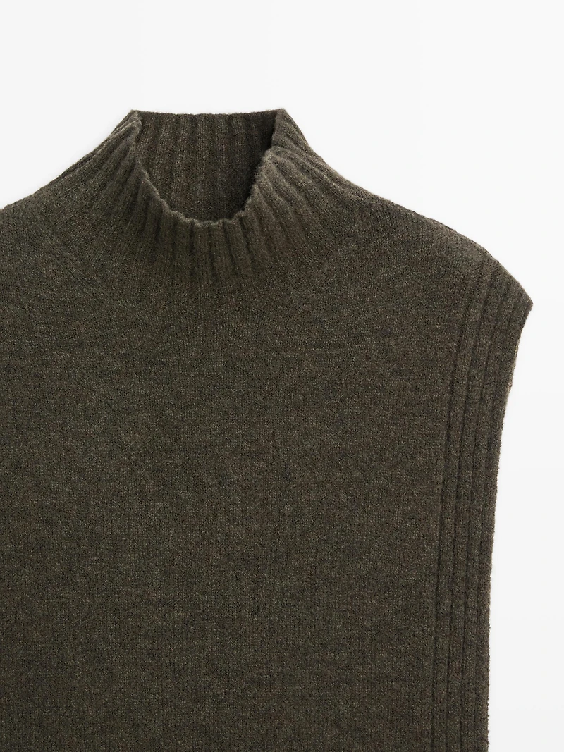 Sleeveless high neck sweater