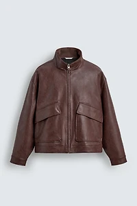 WASHED FAUX LEATHER JACKET