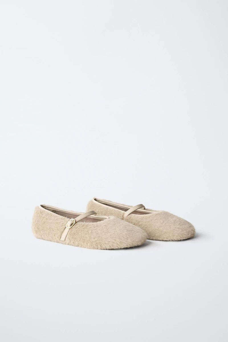 FAUX FUR BALLET FLATS
