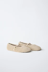 FAUX FUR BALLET FLATS