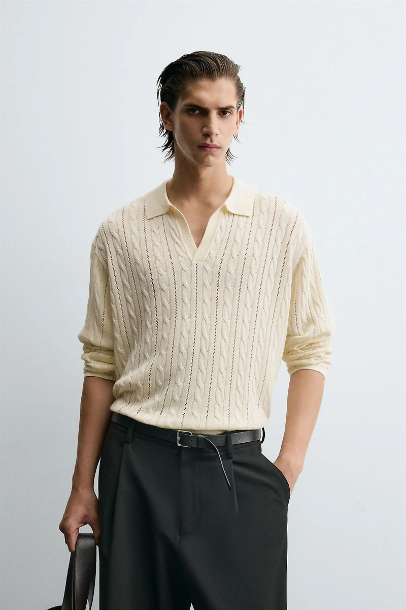 BRAIDED TEXTURED POLO