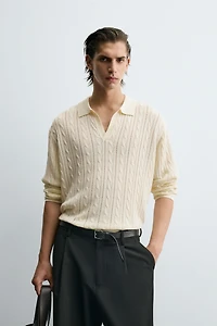 BRAIDED TEXTURED POLO