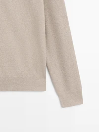 Cotton blend knit polo sweater