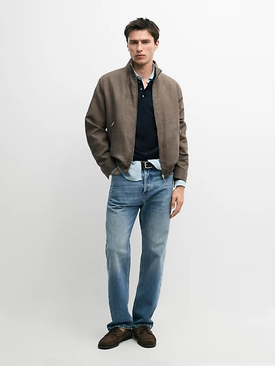 Blouson court réversible en lin mélangé