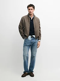 Blouson court réversible en lin mélangé