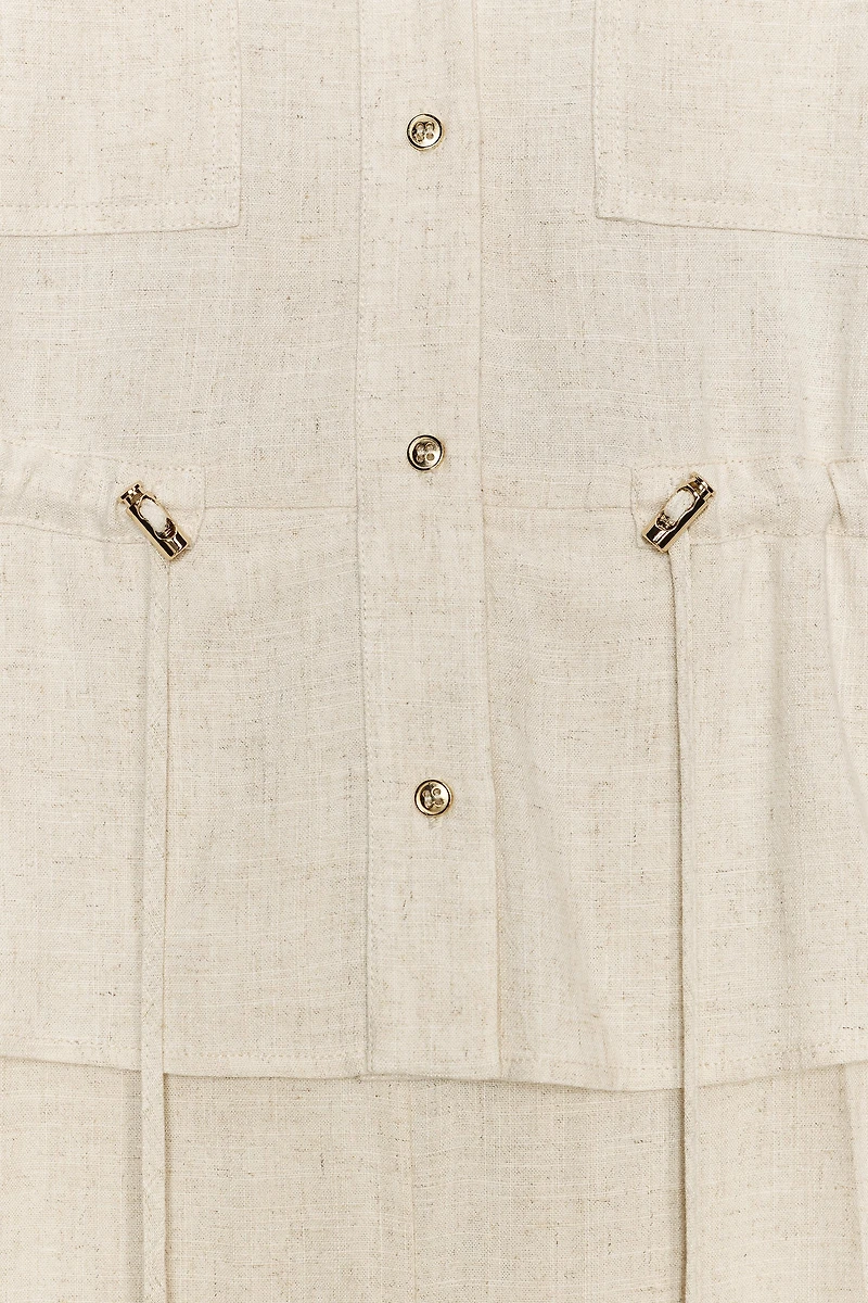 LINEN TWO-PIECE EFFECT JUMPSUIT