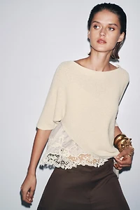 TOP ASYMÉTRIQUE EN MAILLE COMBINÉE
