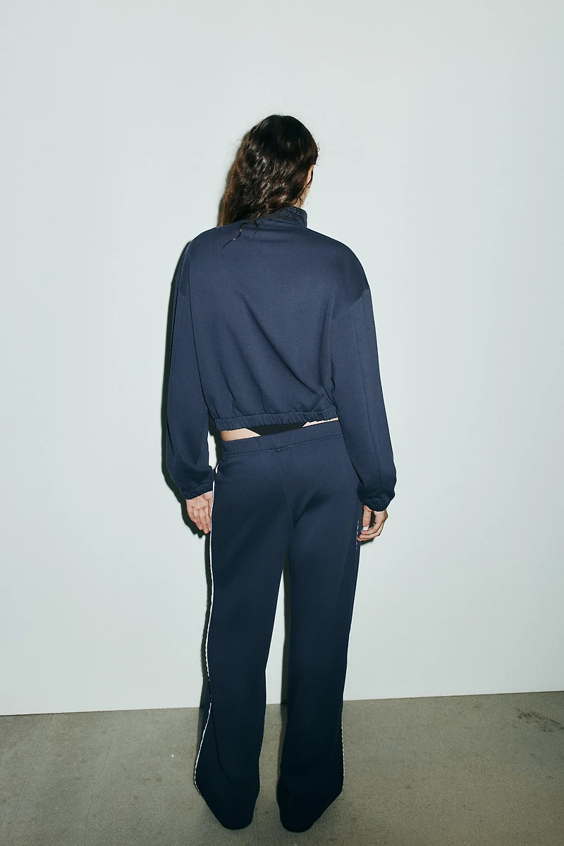 LACE TRIM WIDE SWEATPANTS