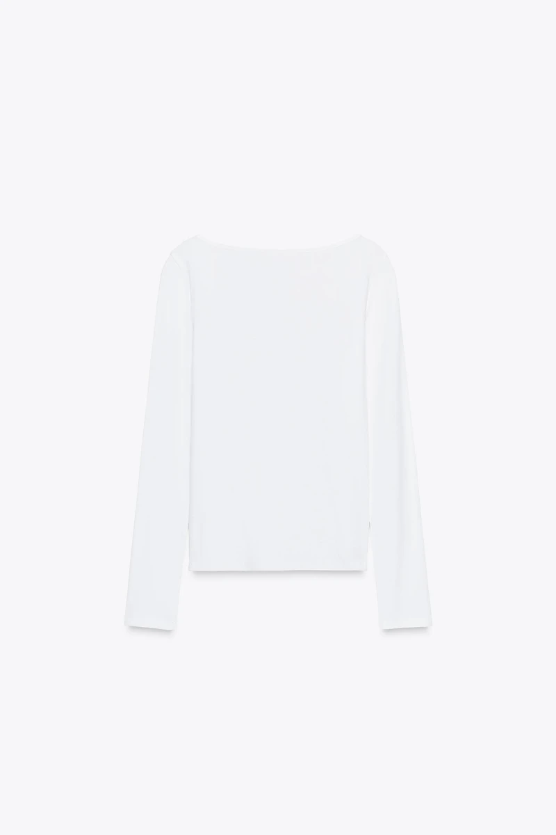T-SHIRT COL BATEAU EN COTON